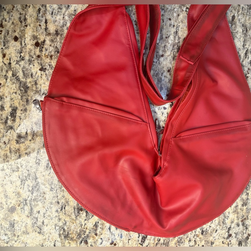 Sash Bag Red Vegan Leather CLASSIC Size Crossbody Bag